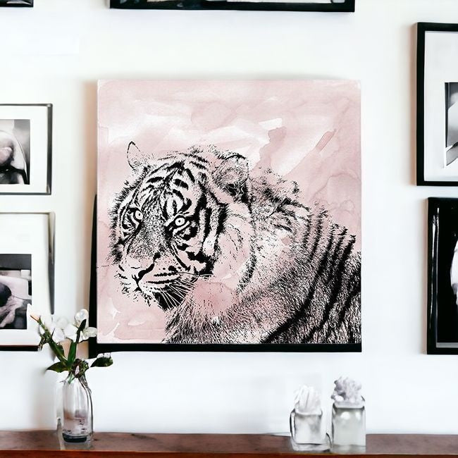 Pink Crouching Tiger Unframed Print Wall Art