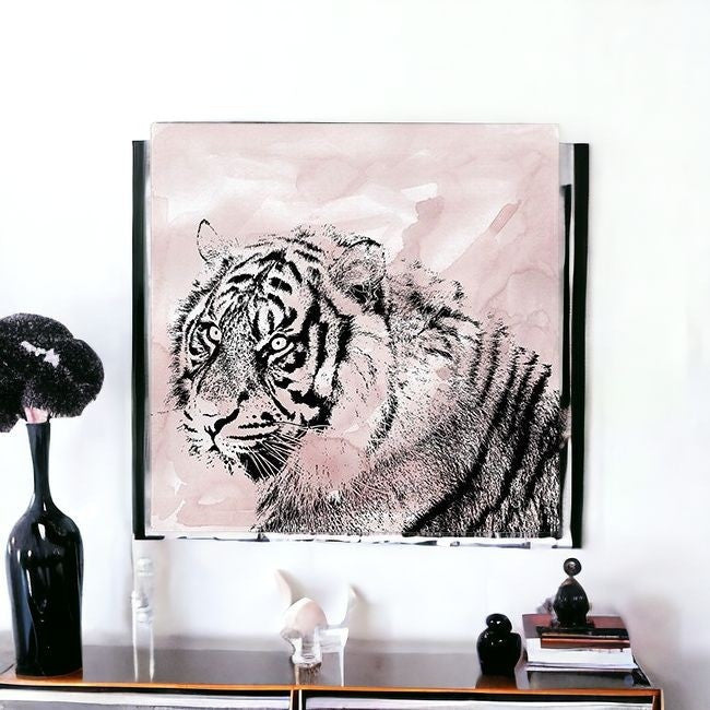 Pink Crouching Tiger Unframed Print Wall Art