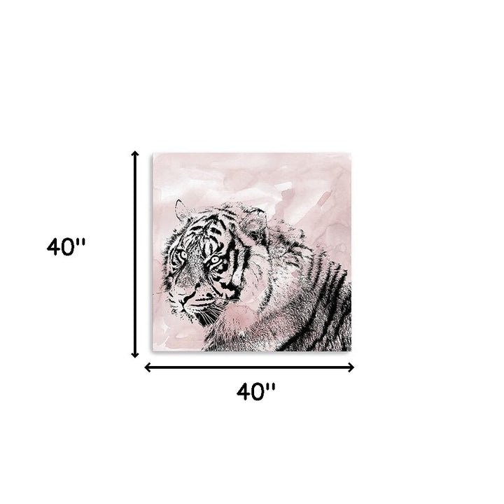 Pink Crouching Tiger Unframed Print Wall Art