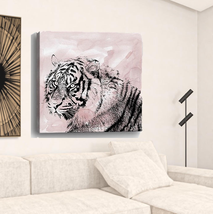 Pink Crouching Tiger Unframed Print Wall Art