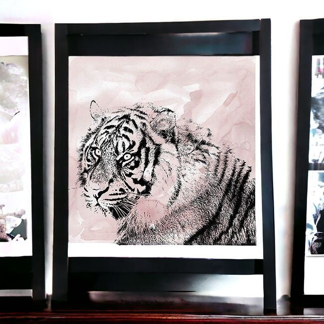 Pink Crouching Tiger Unframed Print Wall Art