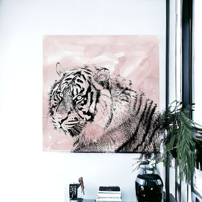 Pink Crouching Tiger Unframed Print Wall Art