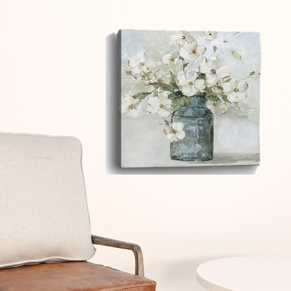 20" x 20" Watercolor Soft Pastel Dogwood Bouquet Canvas Wall Art