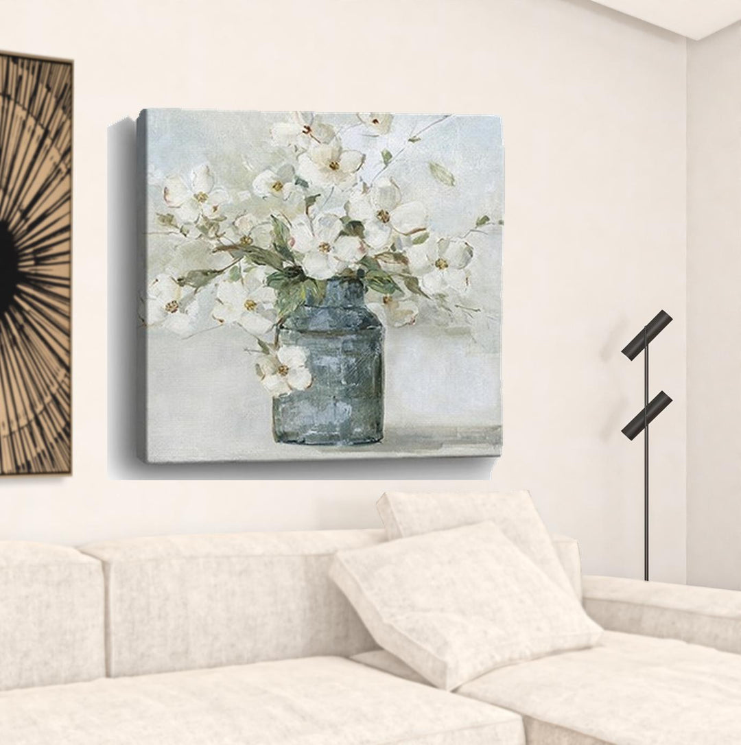 20" x 20" Watercolor Soft Pastel Dogwood Bouquet Canvas Wall Art