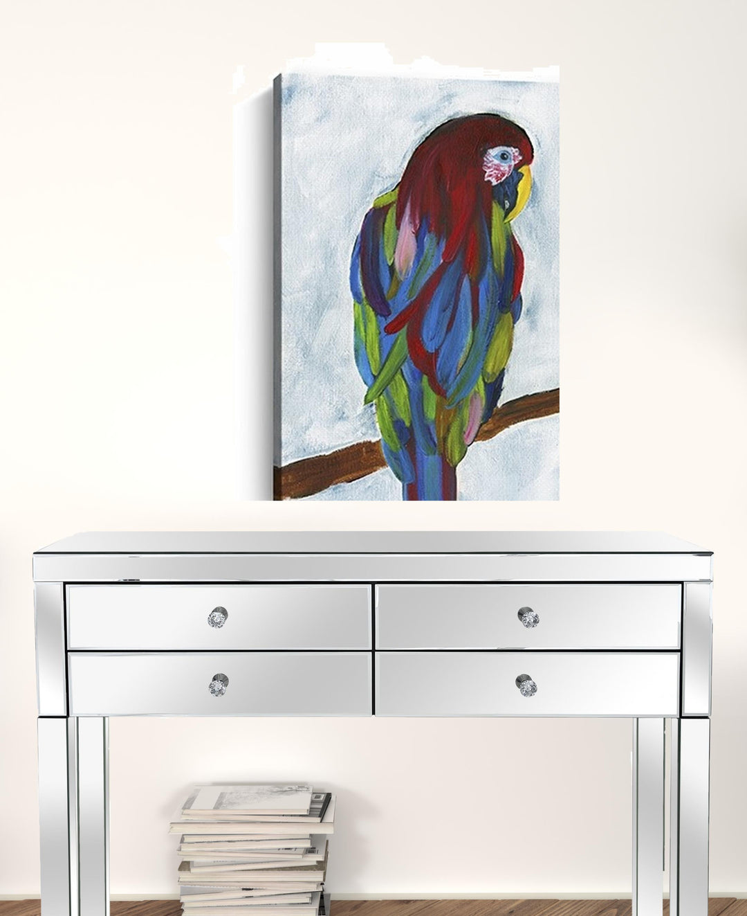 Small Bright and Tropical Parrot Canvas Wall Art