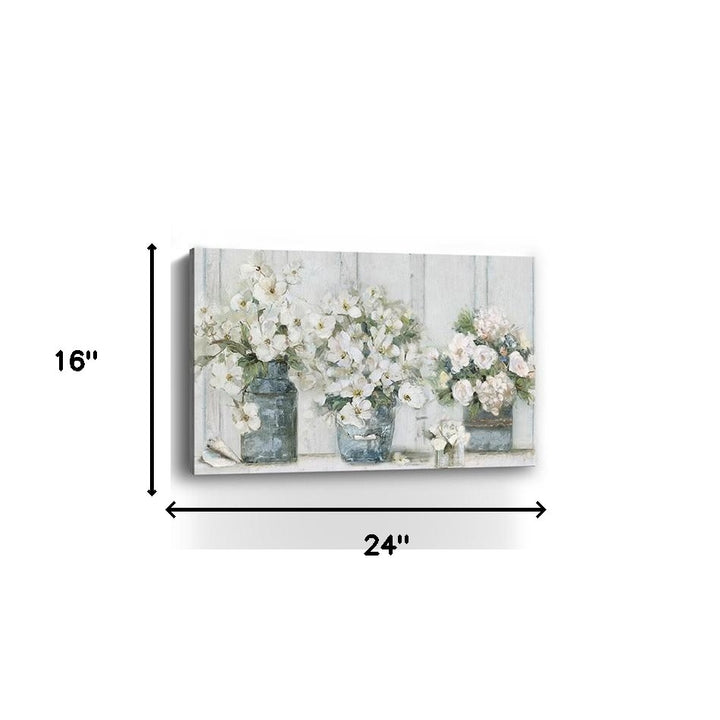 24" x 16" Watercolor Soft Pastel Bouquet Trio Canvas Wall Art