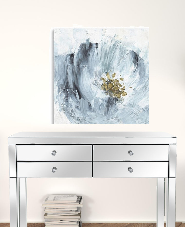 20" x 20" Watercolor Abstract Gray Blue Flower Canvas Wall Art