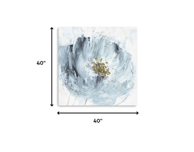 20" x 20" Watercolor Abstract Gray Blue Flower Canvas Wall Art