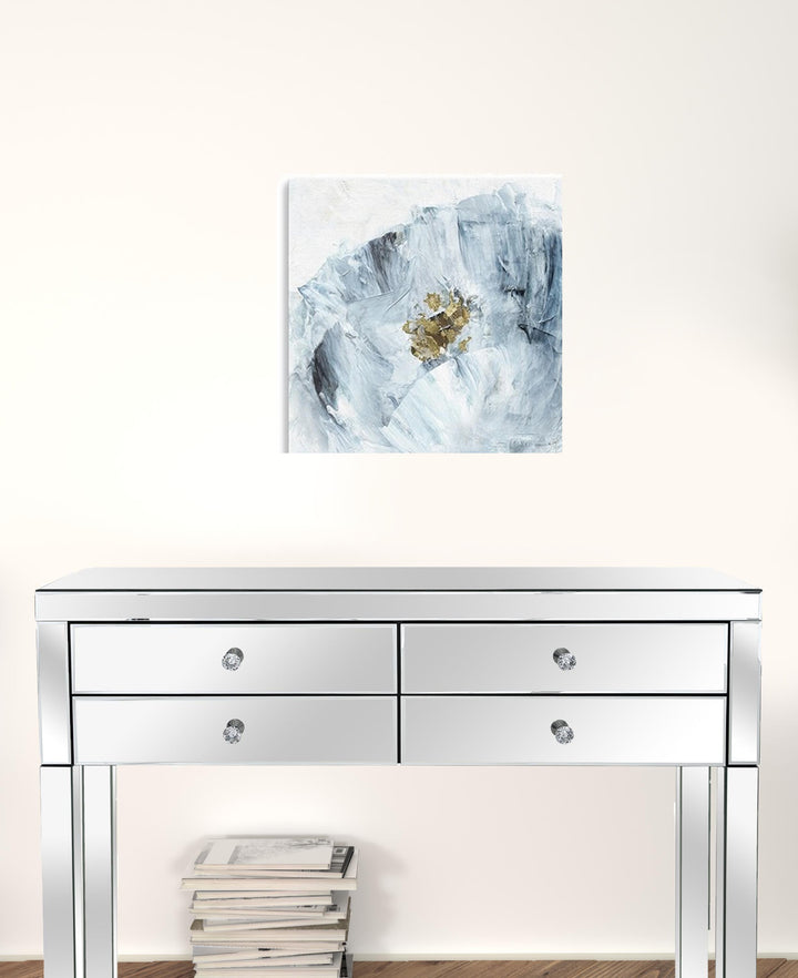 20" x 20" Watercolor Abstract Gray Blue Flower II Canvas Wall Art