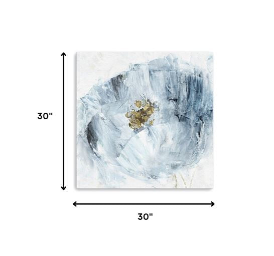 20" x 20" Watercolor Abstract Gray Blue Flower II Canvas Wall Art