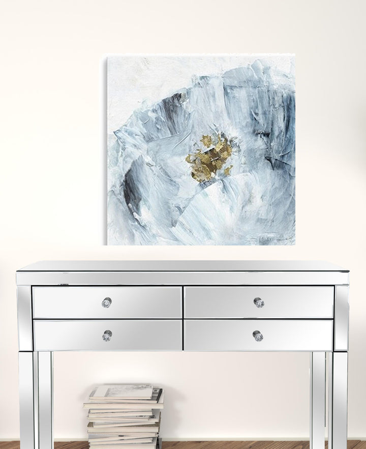 20" x 20" Watercolor Abstract Gray Blue Flower II Canvas Wall Art