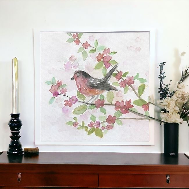 Flower And Bird Unframed Print Wall Art