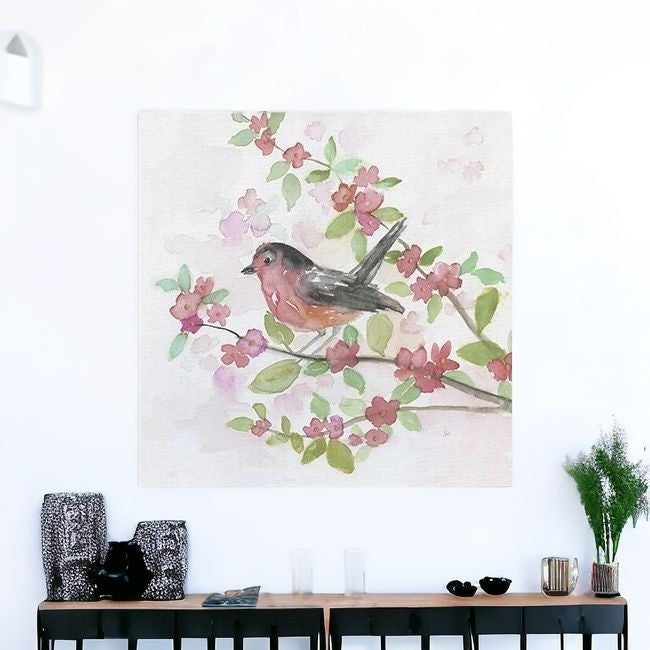 Flower And Bird Unframed Print Wall Art