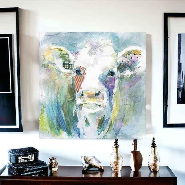 Watercolor Cow Unframed Print Wall Art