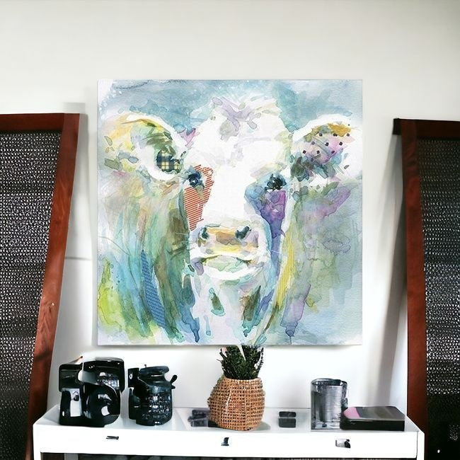 Watercolor Cow Unframed Print Wall Art