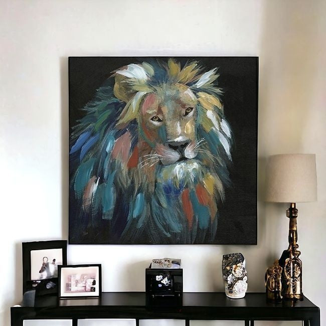 Painted Lion Portrait Unframed Print Wall Art