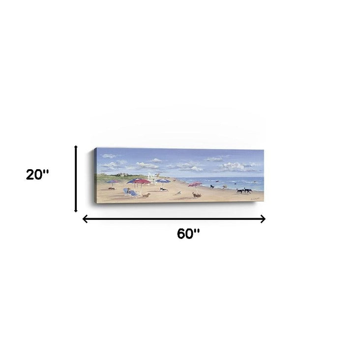 10" X 30" Dogs Rule the Beach Canvas Unframed Wall Art