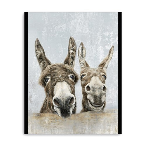 Cute Donkeys Canvas Unframed Print Wall Art