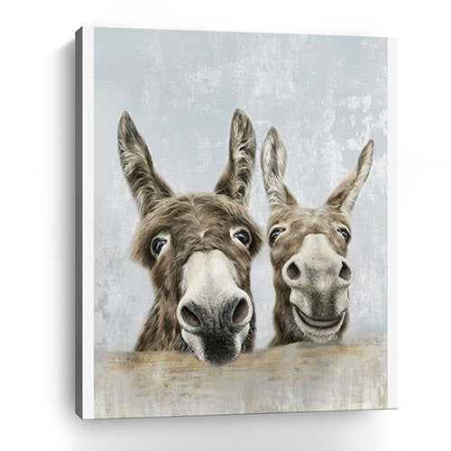 Cute Donkeys Canvas Unframed Print Wall Art