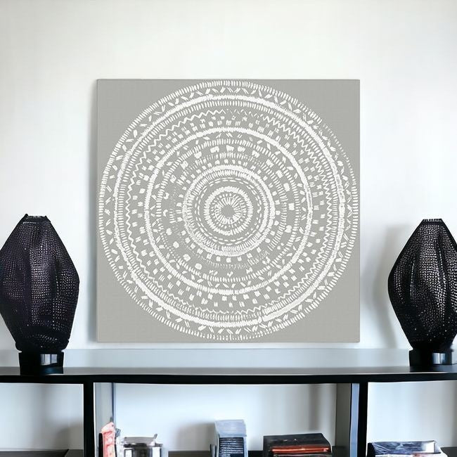 Boho White Mandala Unframed Print Wall Art