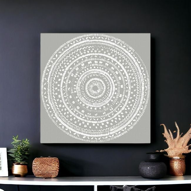 Boho White Mandala Unframed Print Wall Art