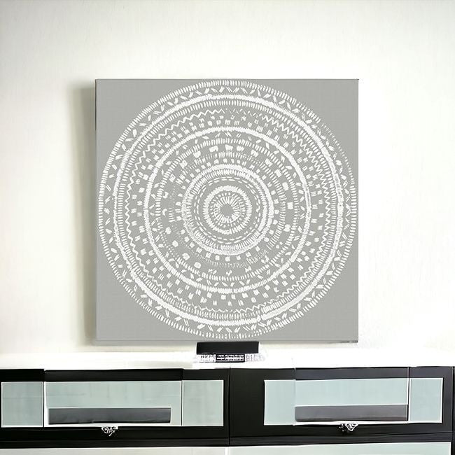 Boho White Mandala Unframed Print Wall Art