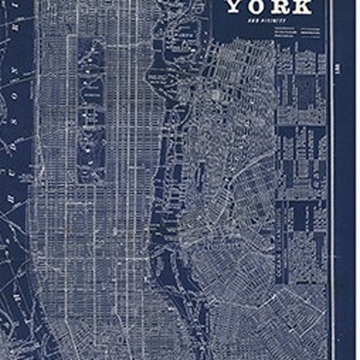 24" x 16" Indigo and White Aerial New York Map Canvas Wall Art