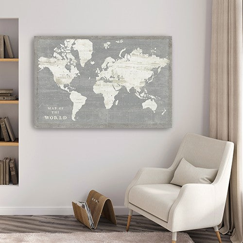 24" Minimalist World Map Canvas Wall Art