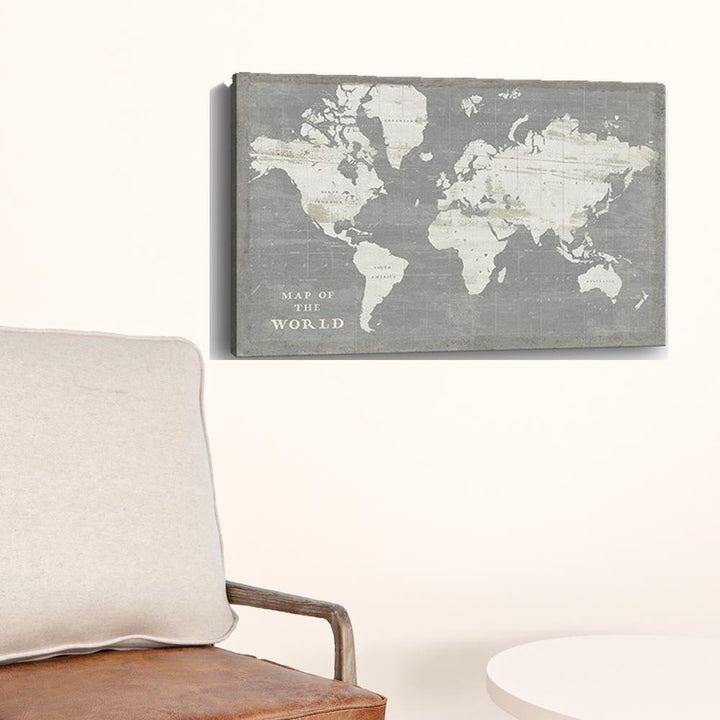 24" Minimalist World Map Canvas Wall Art