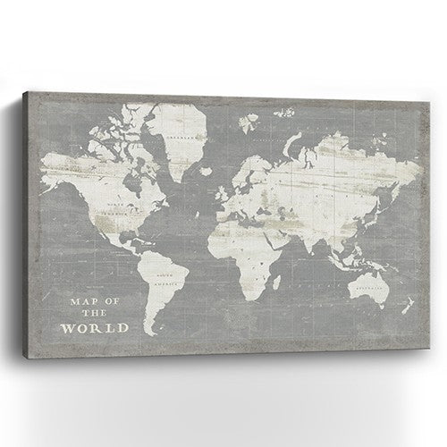 24" Minimalist World Map Canvas Wall Art