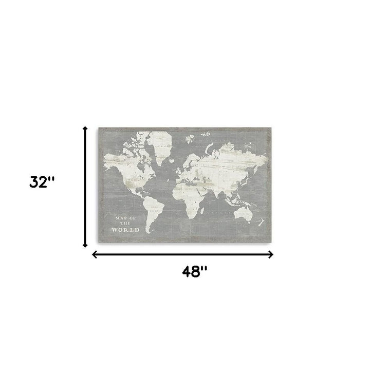 24" Minimalist World Map Canvas Wall Art