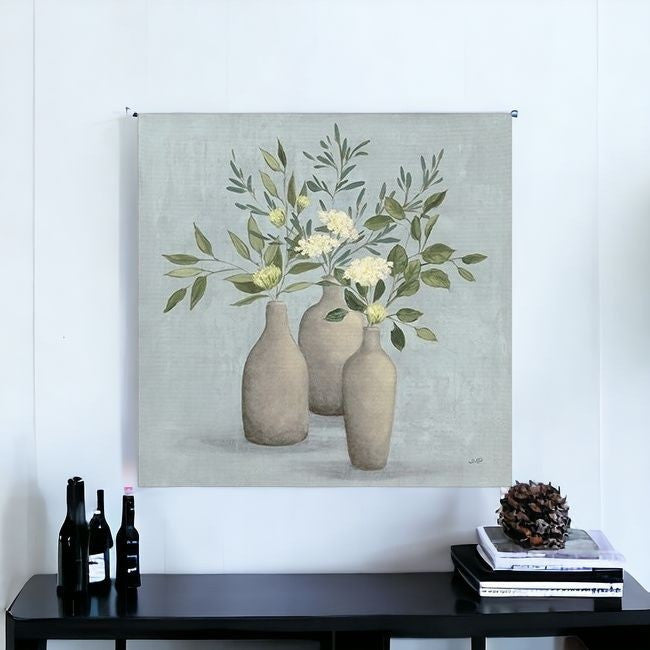 Pretty Bohemian Flowers In Ceramic Vases Unframed Print Wall Art