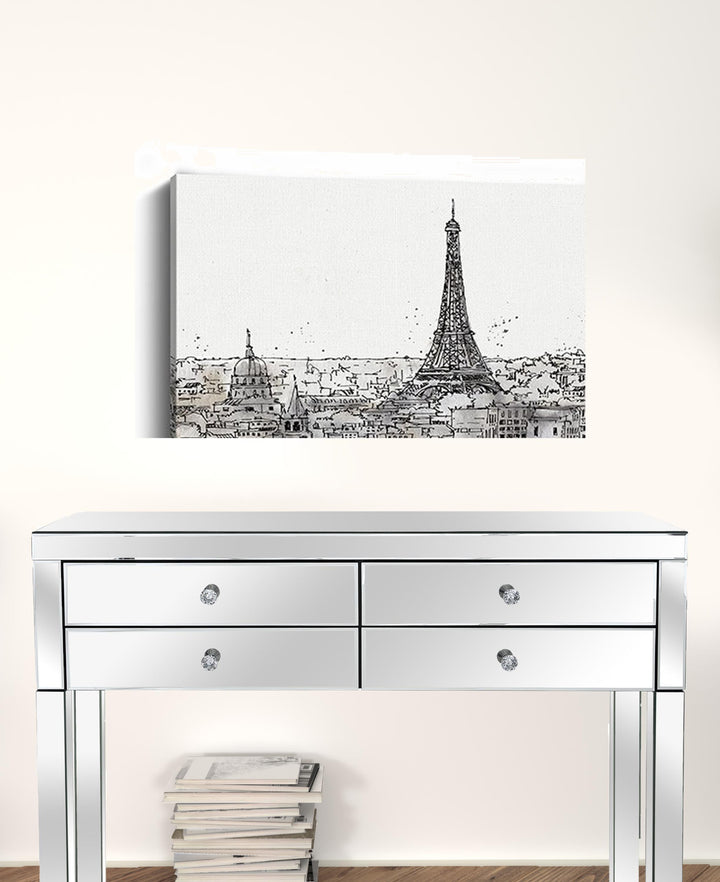 Monochrome Paris Rooftops Sketch Unframed Print Wall Art