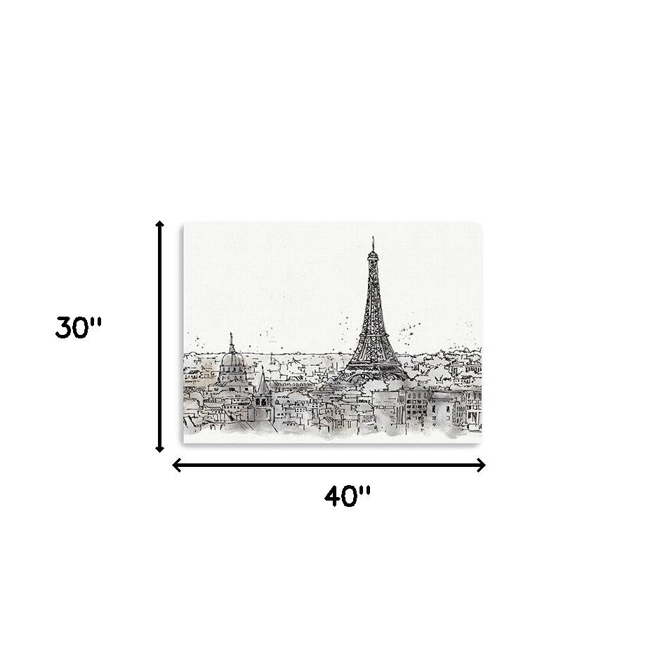 Monochrome Paris Rooftops Sketch Unframed Print Wall Art