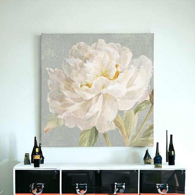 Angelic White Peony Flower Unframed Print Wall Art