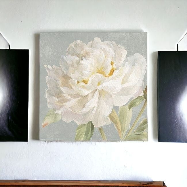 Angelic White Peony Flower Unframed Print Wall Art