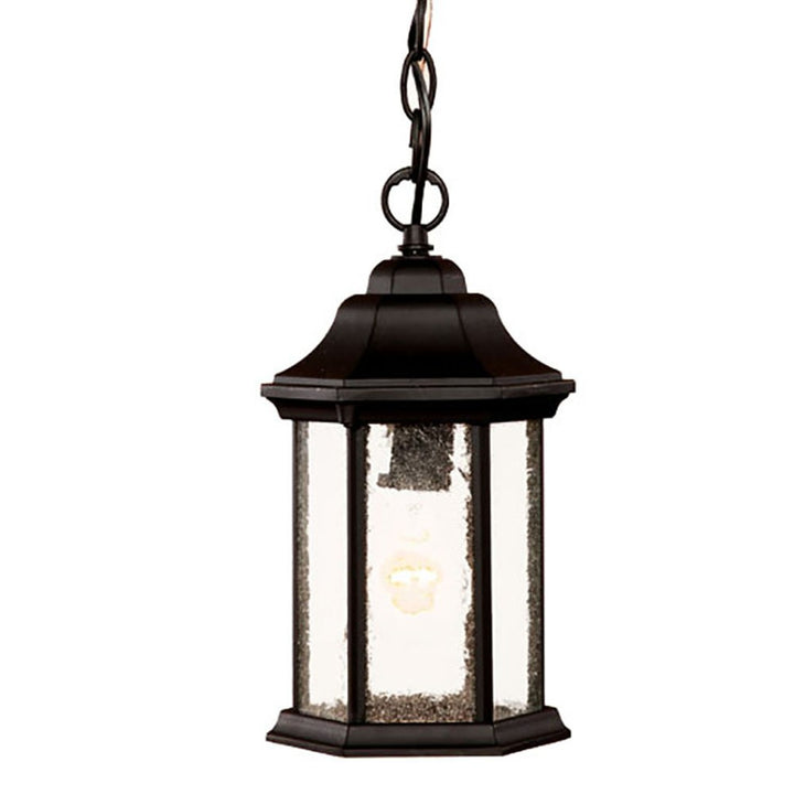 Antique Black Textured Glass Lantern Hanging Light