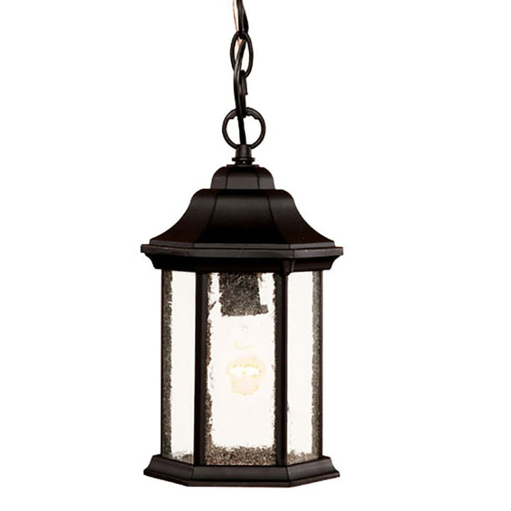 Antique Black Textured Glass Lantern Hanging Light