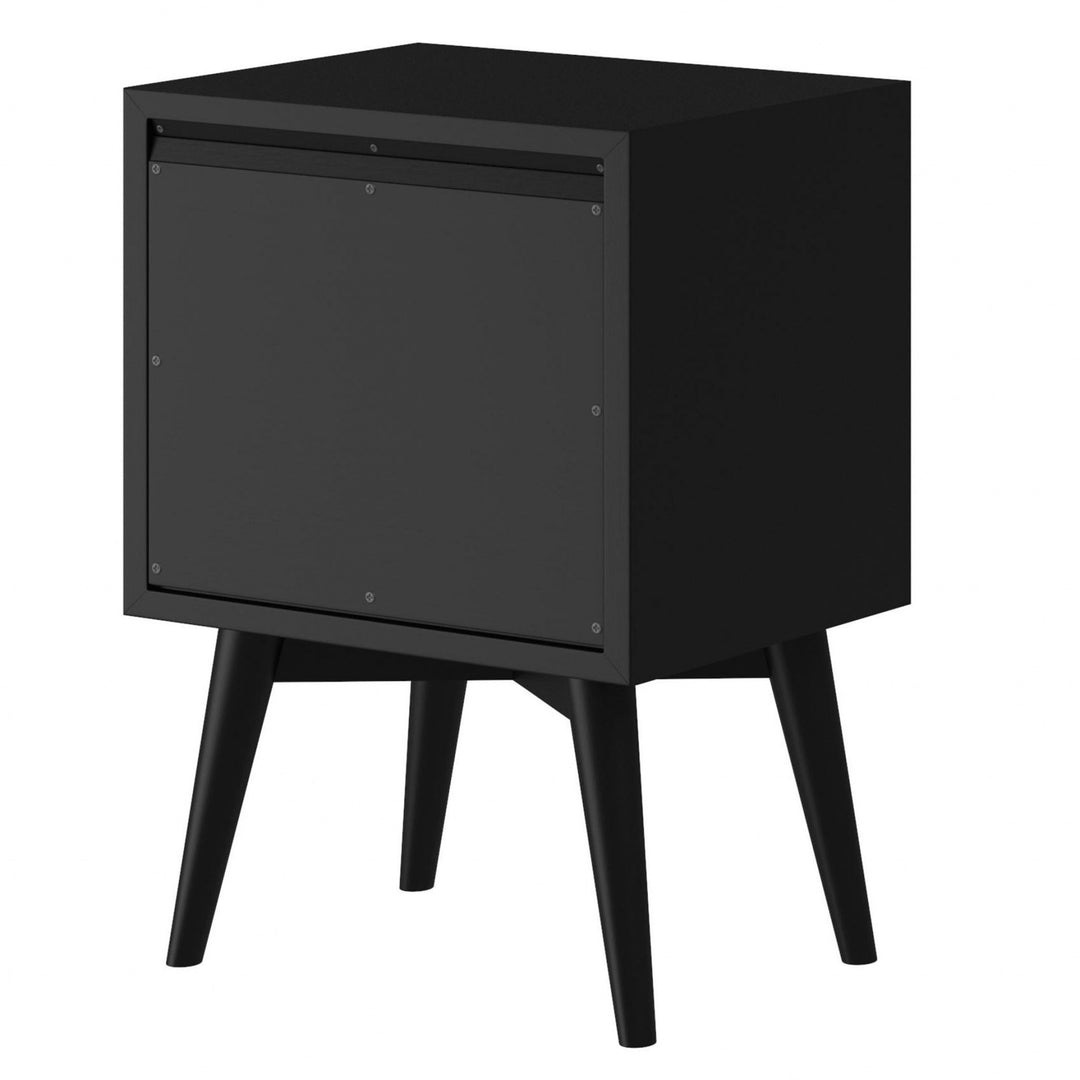 26" Black Two Drawer Solid Wood Nightstand