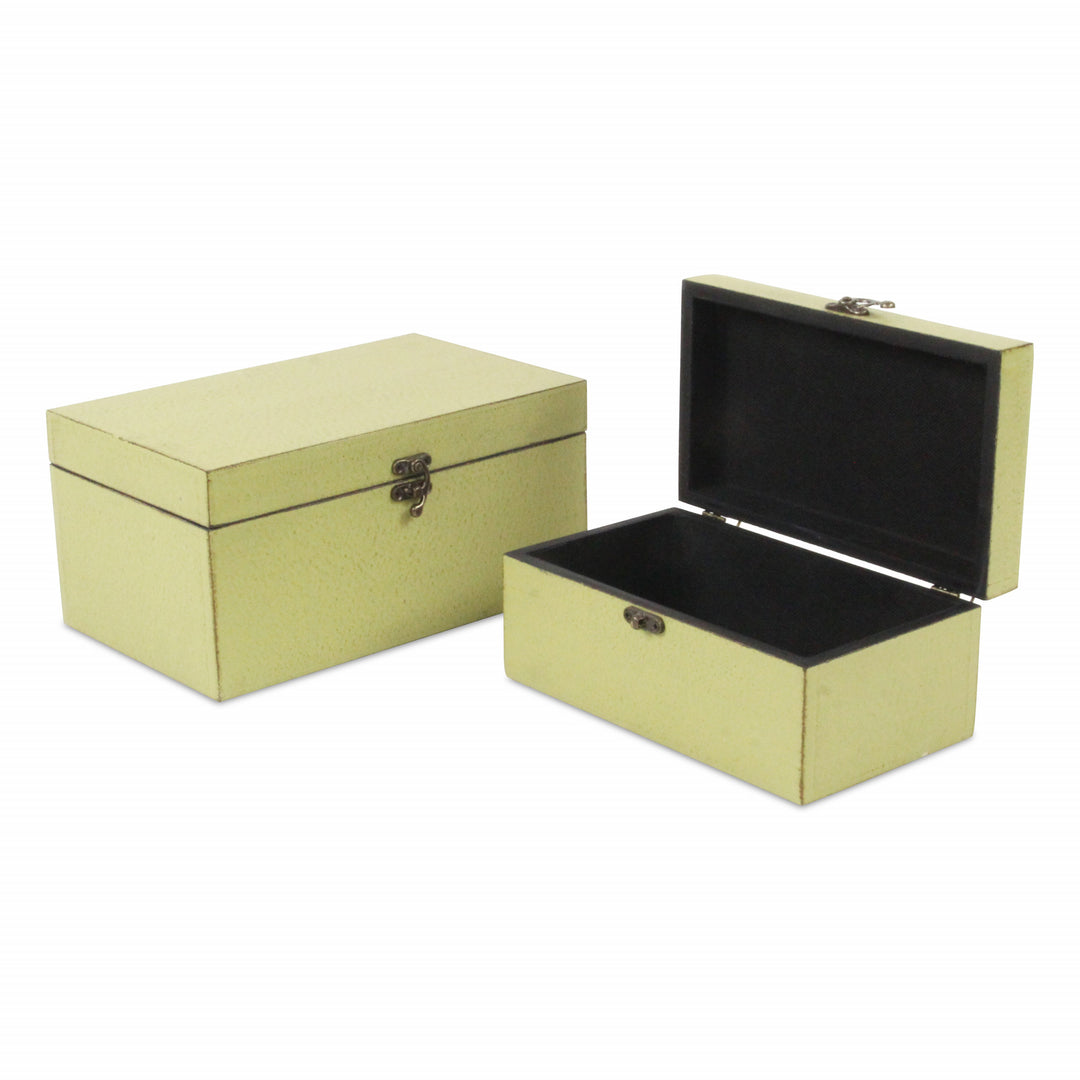 Set of Two light Green Wooden Storage Boxes