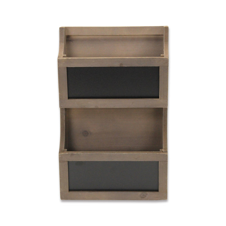 Two Tier Wooden Chalkboard Wall Storage