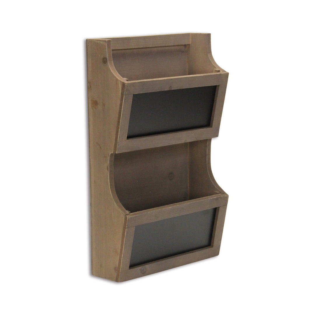 Two Tier Wooden Chalkboard Wall Storage