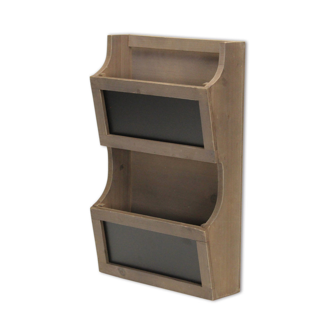 Two Tier Wooden Chalkboard Wall Storage