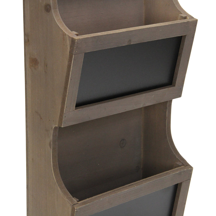 Two Tier Wooden Chalkboard Wall Storage