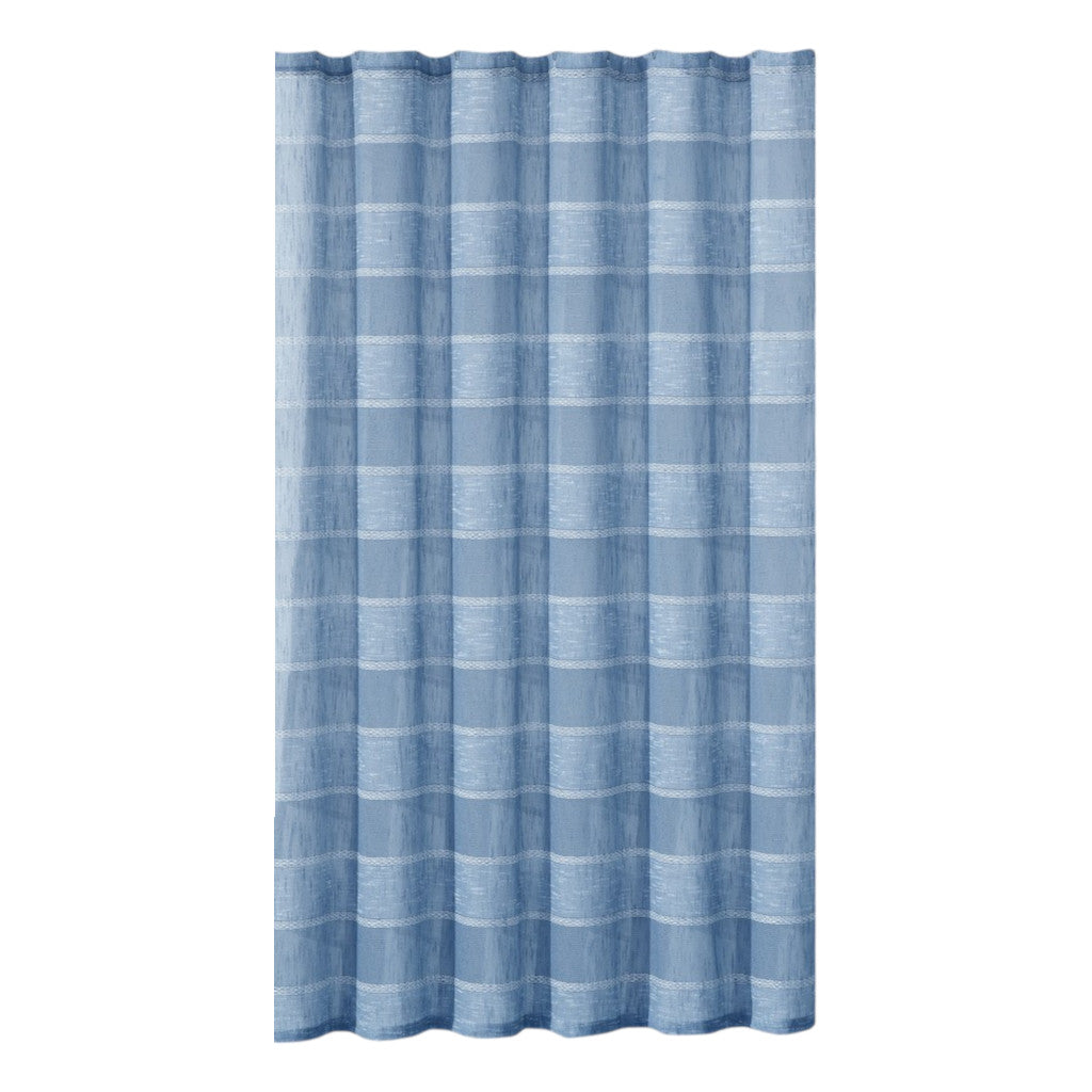 Blue Striped Polyester Embroidered Shower Curtain