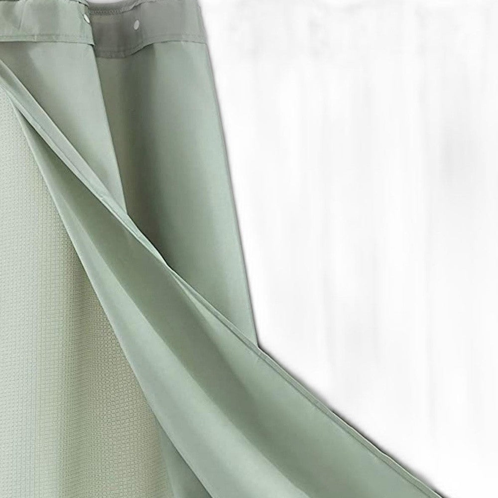 Sage Green Modern Grid Shower Curtain and Liner Set