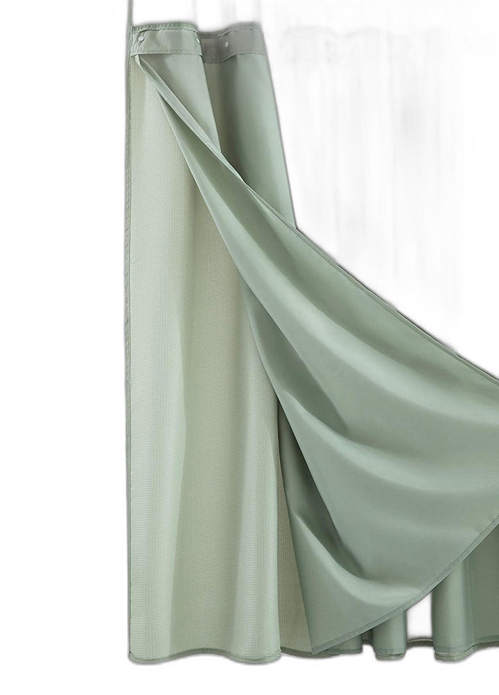 Sage Green Modern Grid Shower Curtain and Liner Set