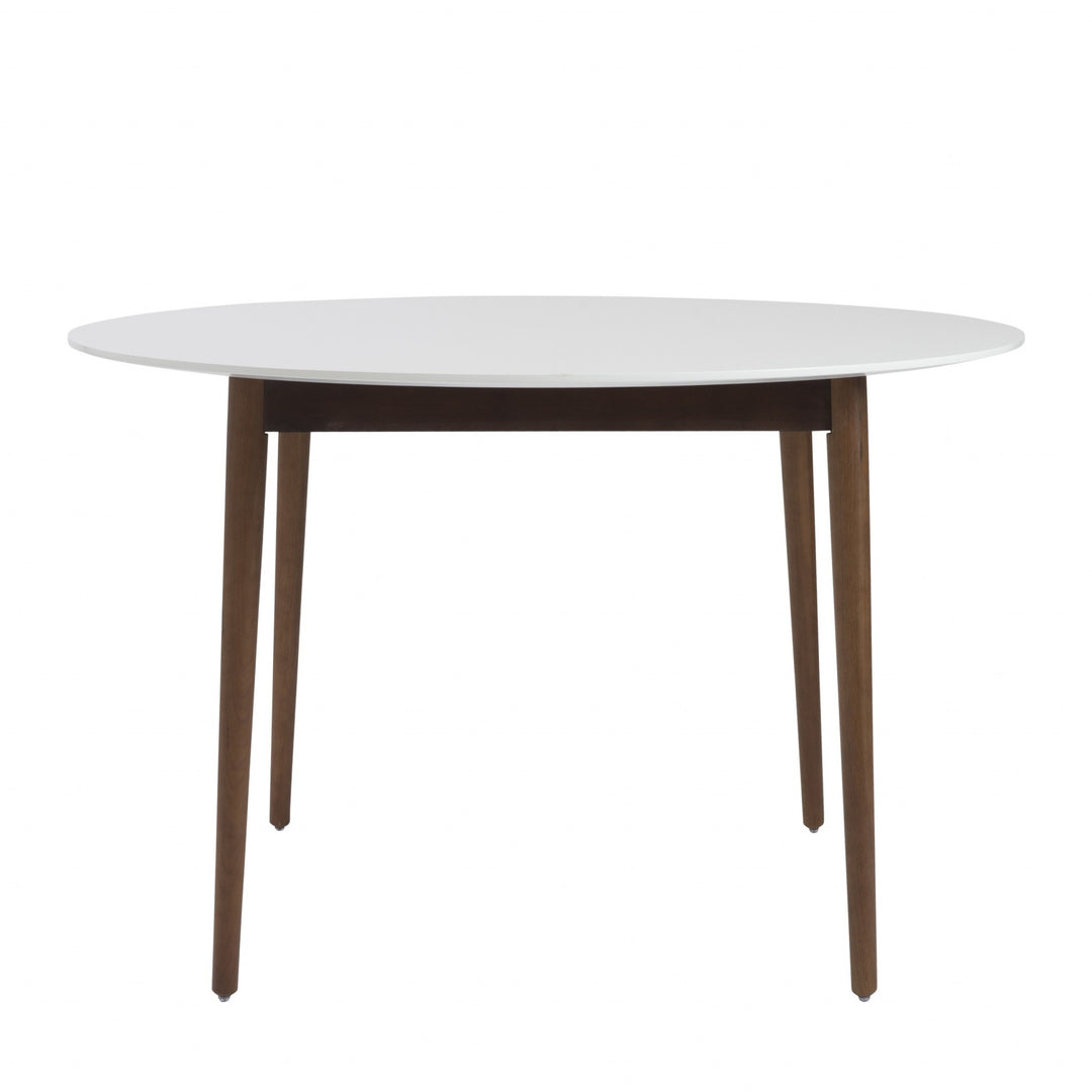 47" White And Brown Rounded Dining Table