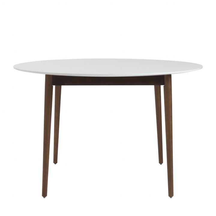 47" White And Brown Rounded Dining Table