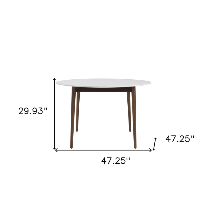 47" White And Brown Rounded Dining Table